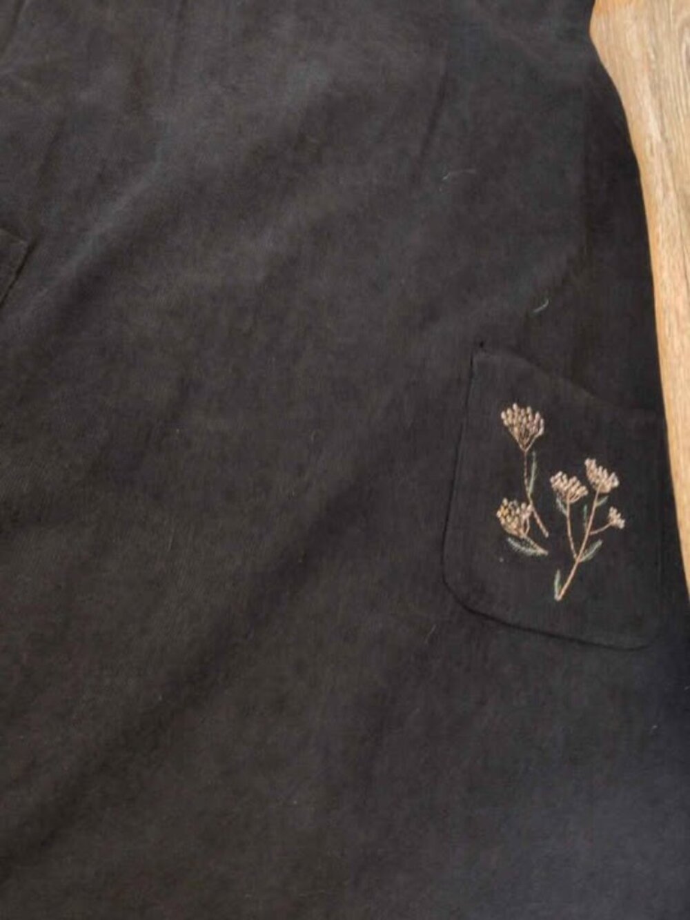 Disturbia Black Corduroy Pinafore Dress Embroidered Pockets size us 16 new - Picture 5 of 6
